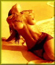 Woman sunbathing topless