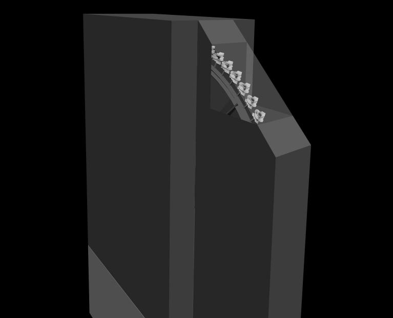 Computer-rendering of a the
installation pedestal/cabinet with viewing window